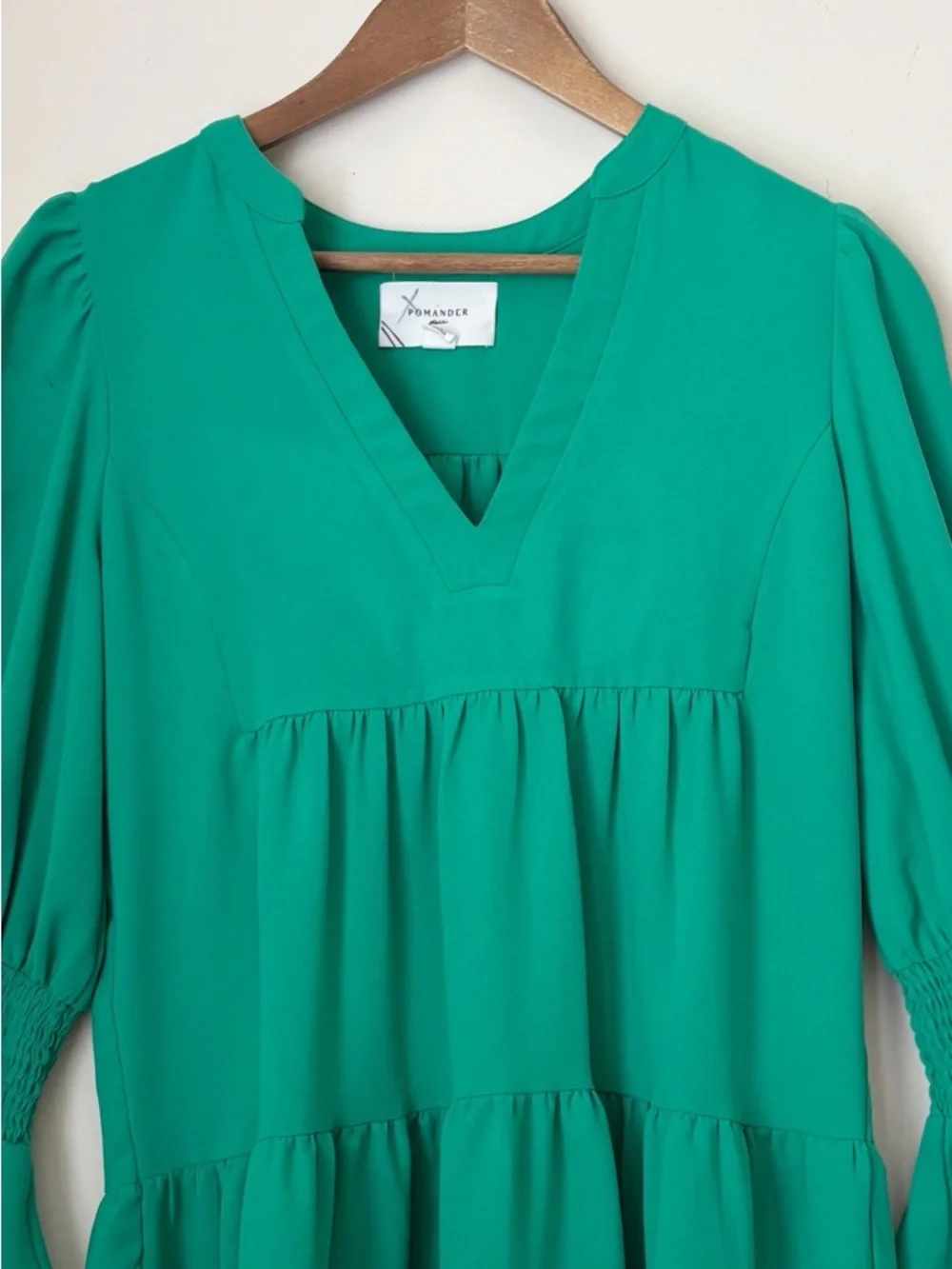 Pomander Place Green Kenzo Dunmore Tiered Mini Dress XS Preppy